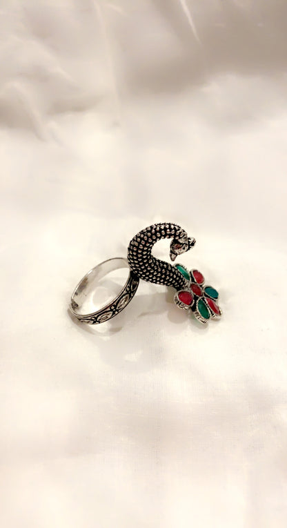 Bohemian style handcrafted Peacock ring #45008