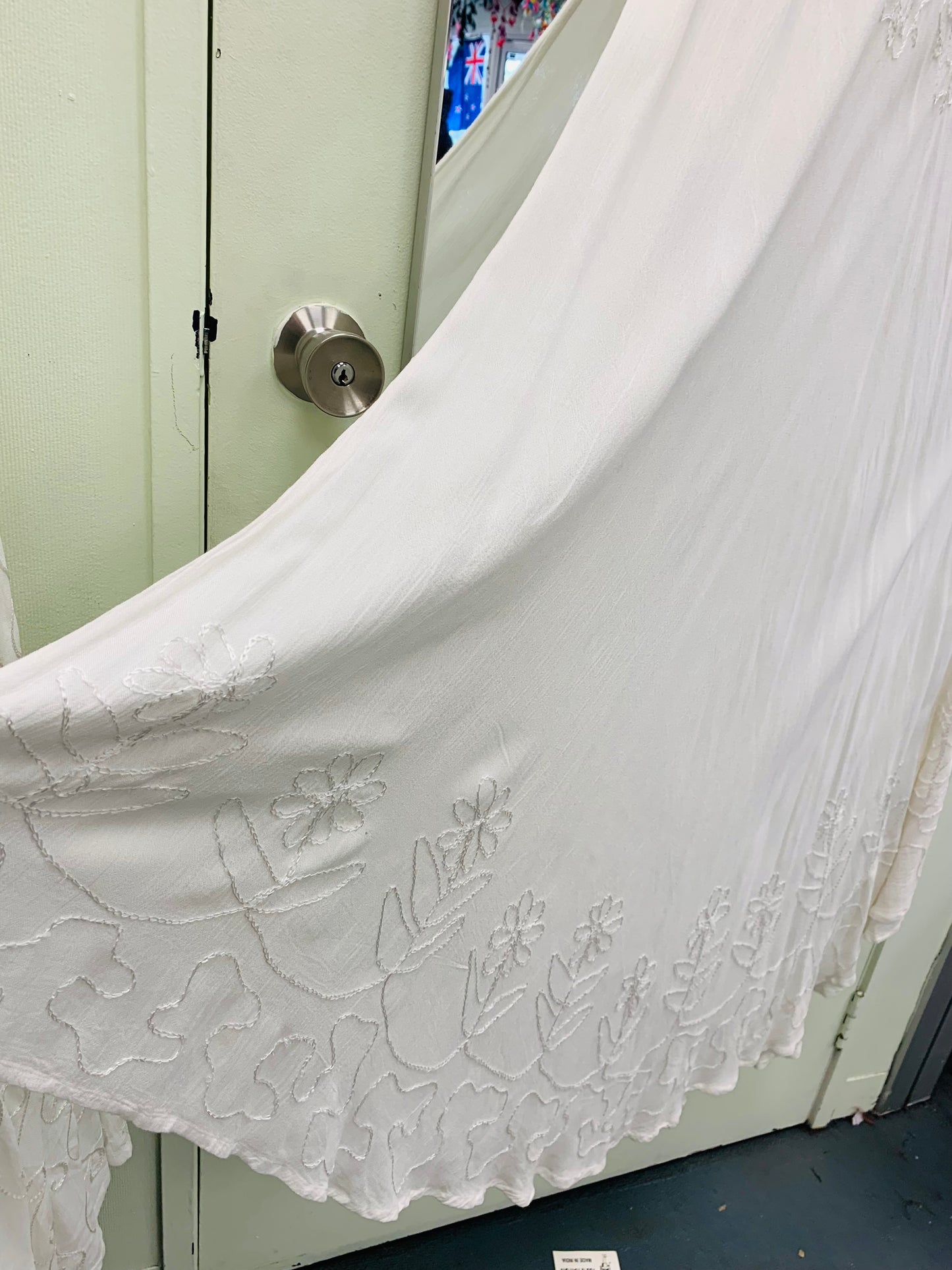 Bohemian style handcrafted cotton white dress #0098