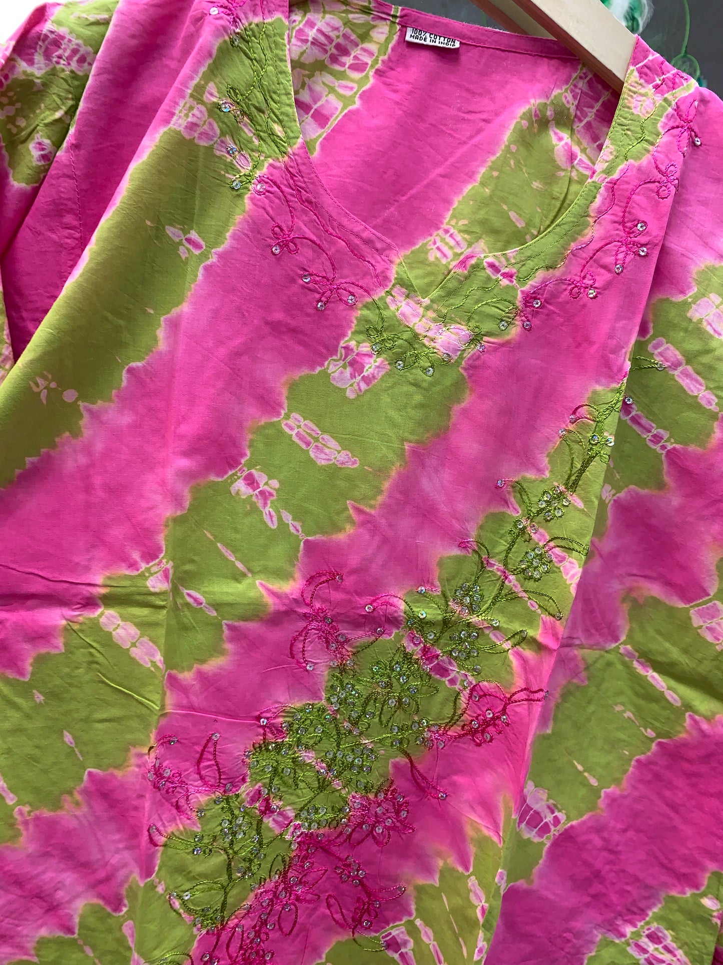 Bohemian style handcrafted tie dye cotton Top #9880