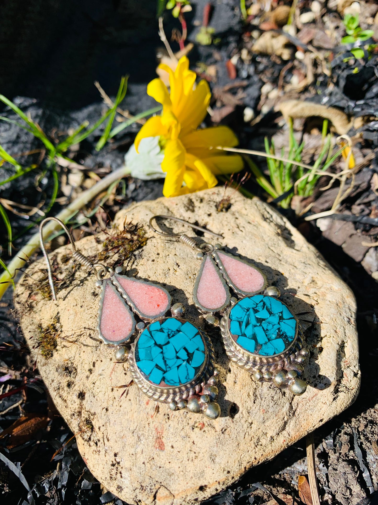 Bohemian style handcrafted Tibetan earrings #93