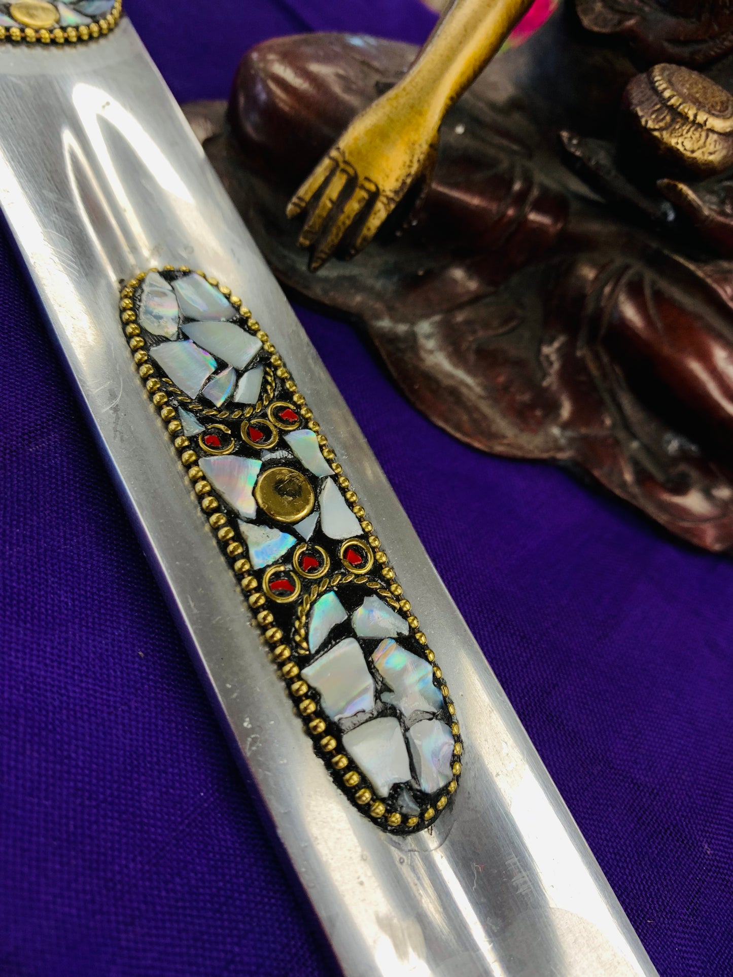 Bohemian style handcrafted metal Ash Catcher/holder # 3237