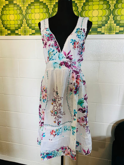 BOHEMIAN STYLE HANDCRAFTED WHITE DRESS #1228