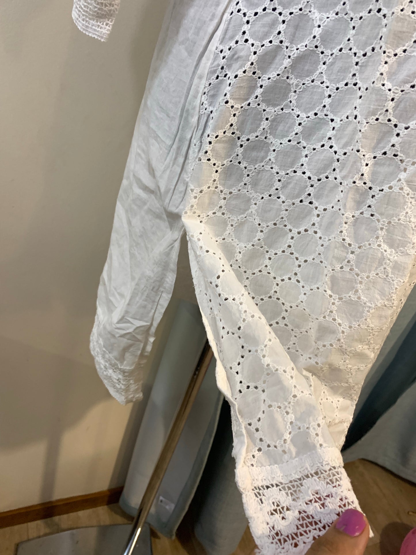 Bohemian style handcrafted cotton white dress #4000