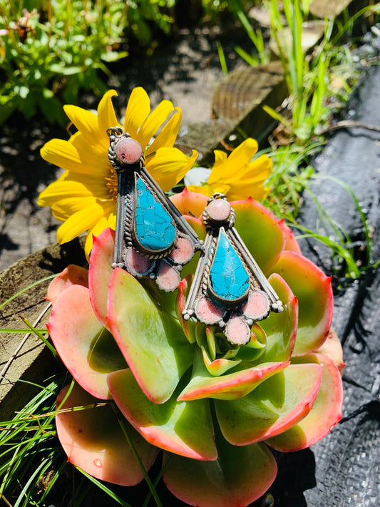 Bohemian style handcrafted Tibetan earrings #99