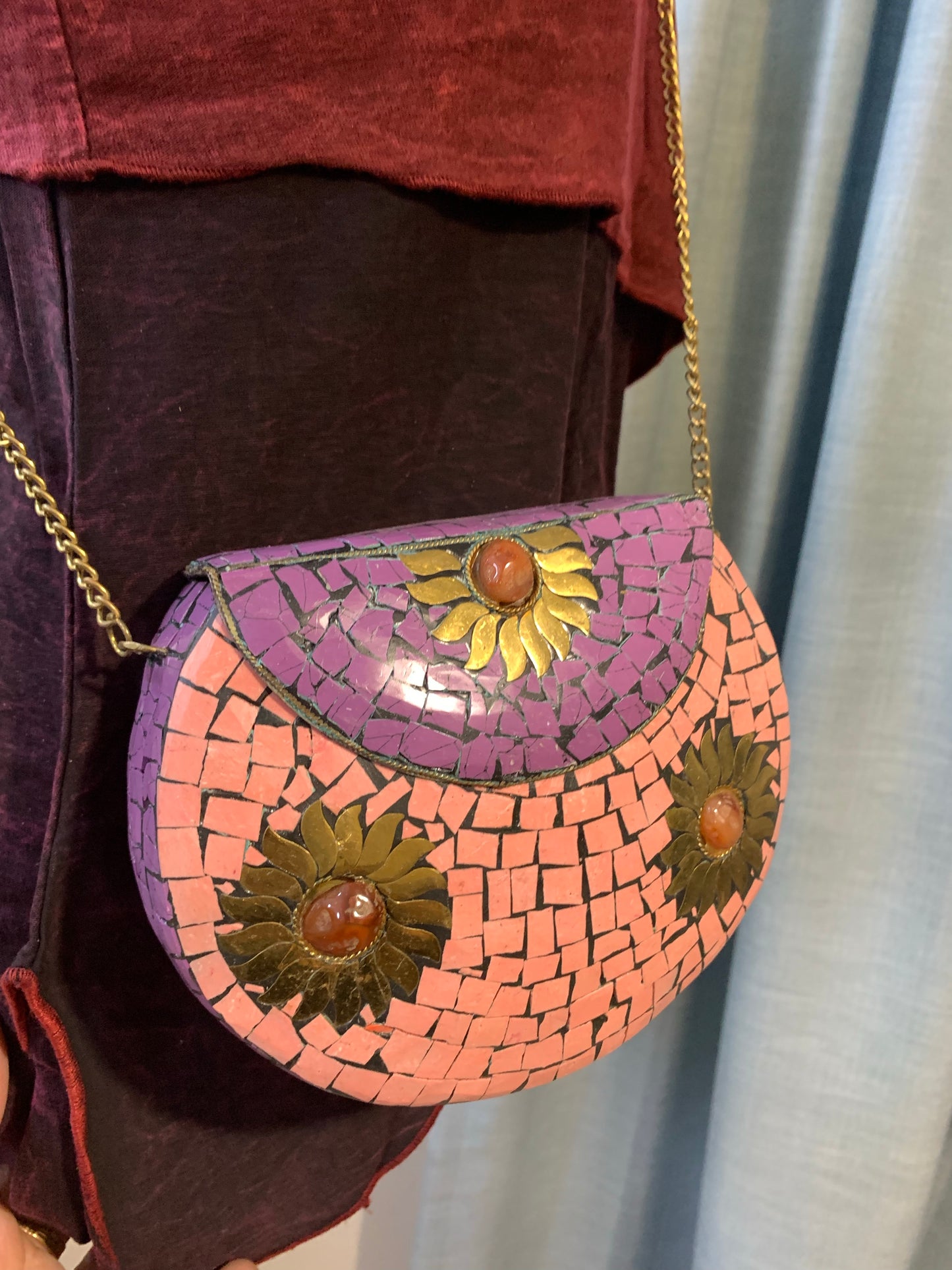 CLEARANCE!!  Bohemian style handcrafted metal / Brass Clutch #906