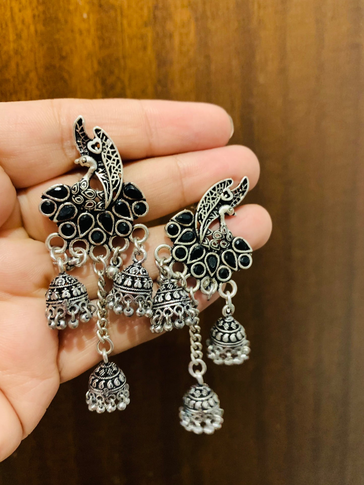 BOHEMIAN STYLE HANDCRAFTED PEACOCK EARRINGS # 00981