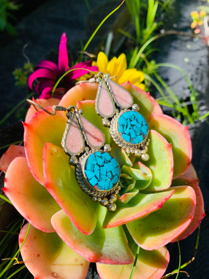 Bohemian style handcrafted Tibetan earrings #93