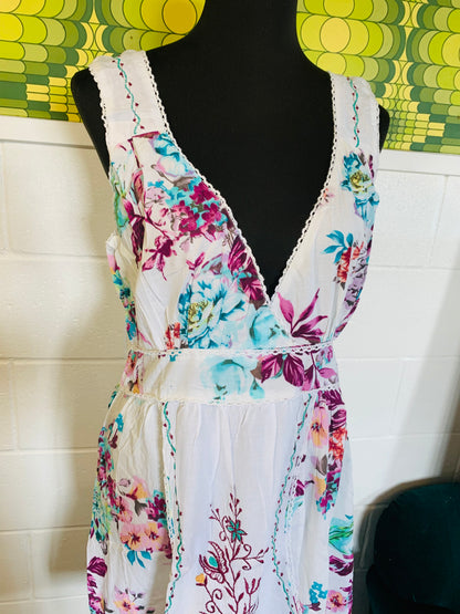 BOHEMIAN STYLE HANDCRAFTED WHITE DRESS #1228