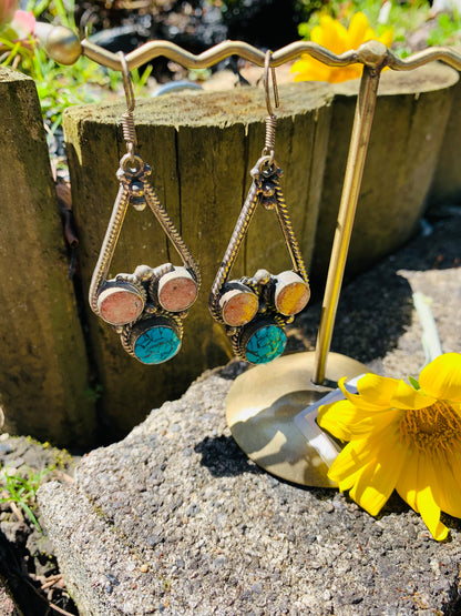 Bohemian style handcrafted Tibetan earrings #2203