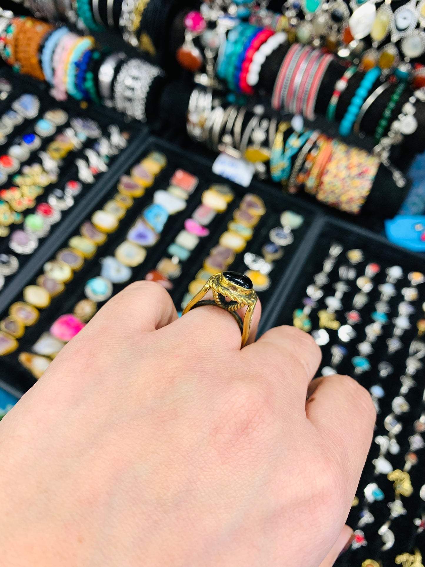 Bohemian style handcrafted Natural Stone ring #66521