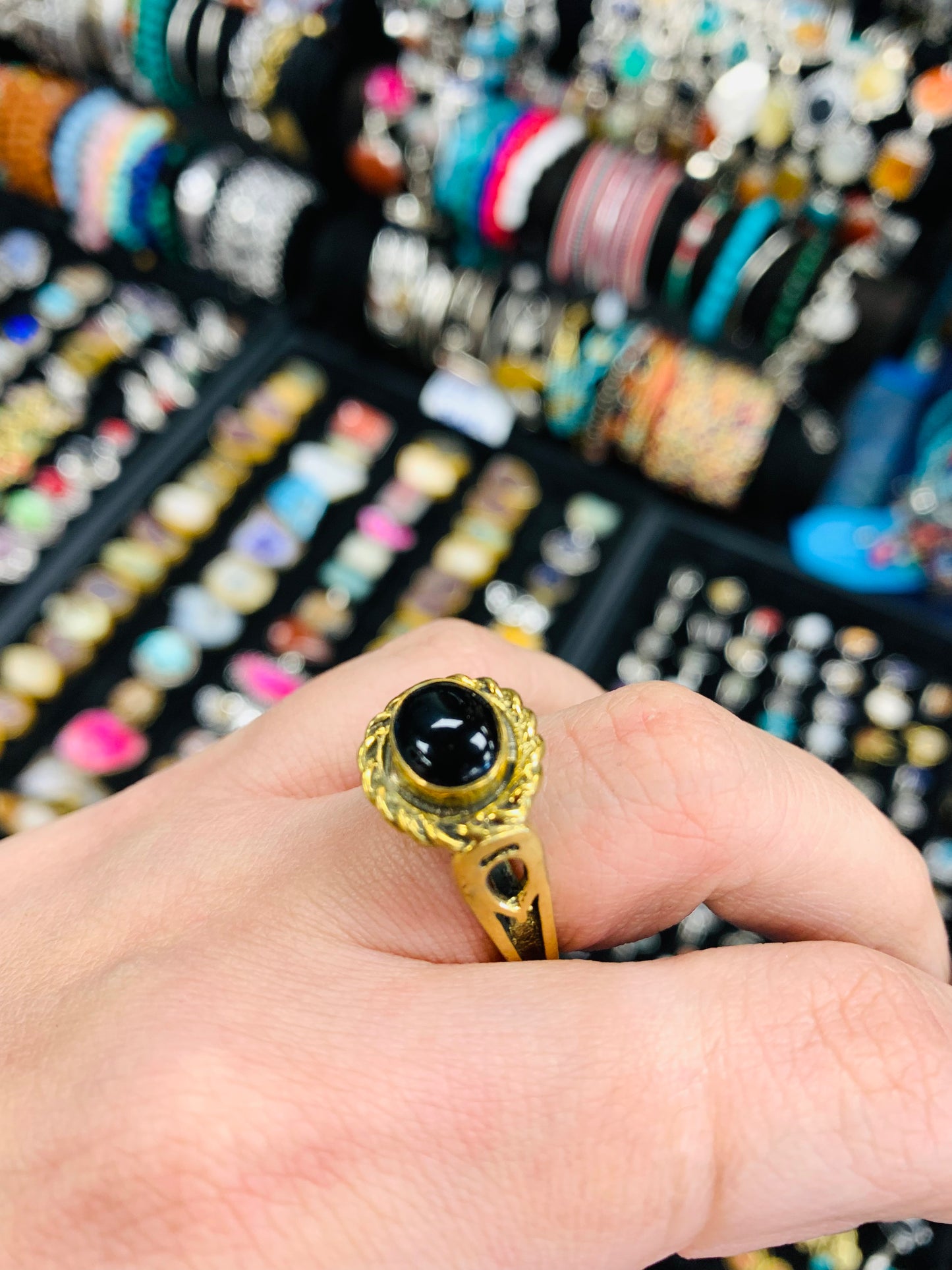 Bohemian style handcrafted Natural Stone ring #66521