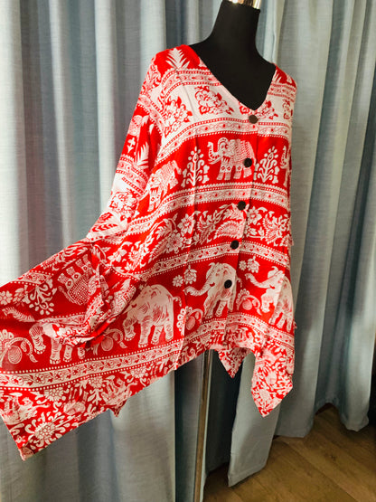 Bohemian style handcrafted cotton Shirt/Top #001803